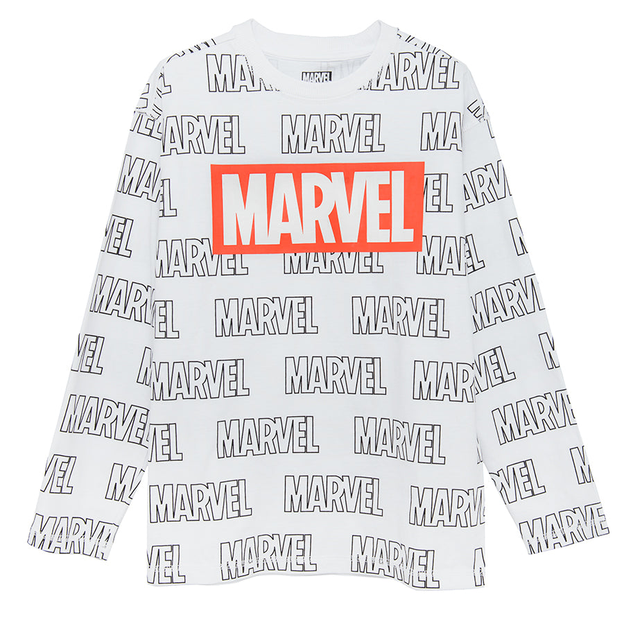 Boy's Long-sleeved Blouse White Marvel Super Heroes