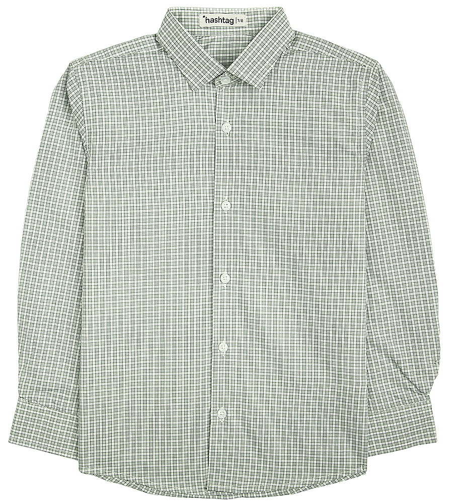 Boys Cotton Check Shirt - Olive Green