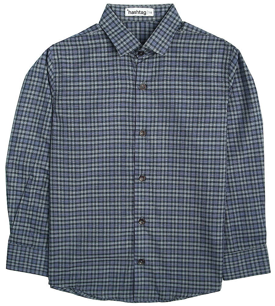 Boys Cotton Checkered Shirt - Black