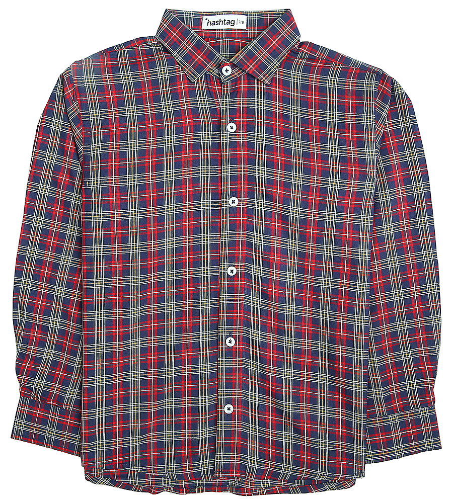 Boys Cotton Checkered Shirt - Red