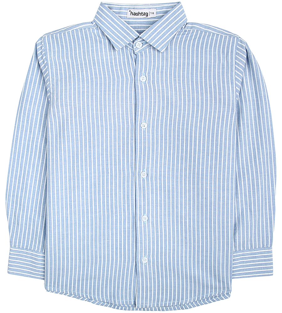 Boys Cotton Stripe Shirt - Skyblue