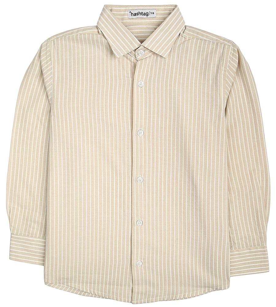 Boys Cotton Stripe Shirt - Fawn