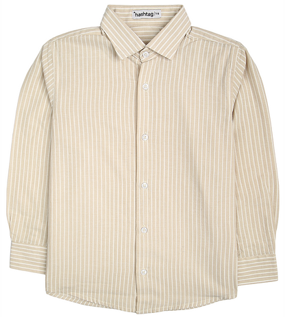 Boys Cotton Stripe Shirt - Fawn