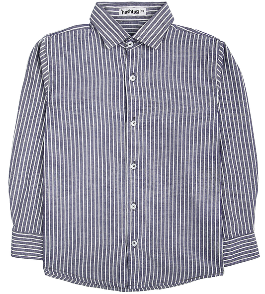 Boys Cotton Stripe Shirt - Blue