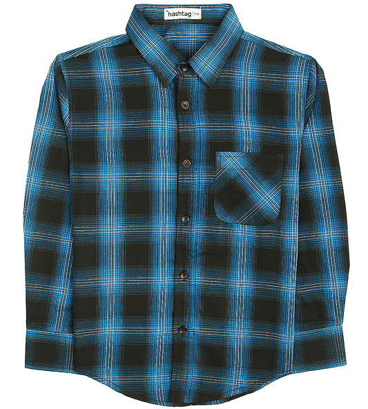 Boys Long Sleeves Checkered Shirt - Royal Blue