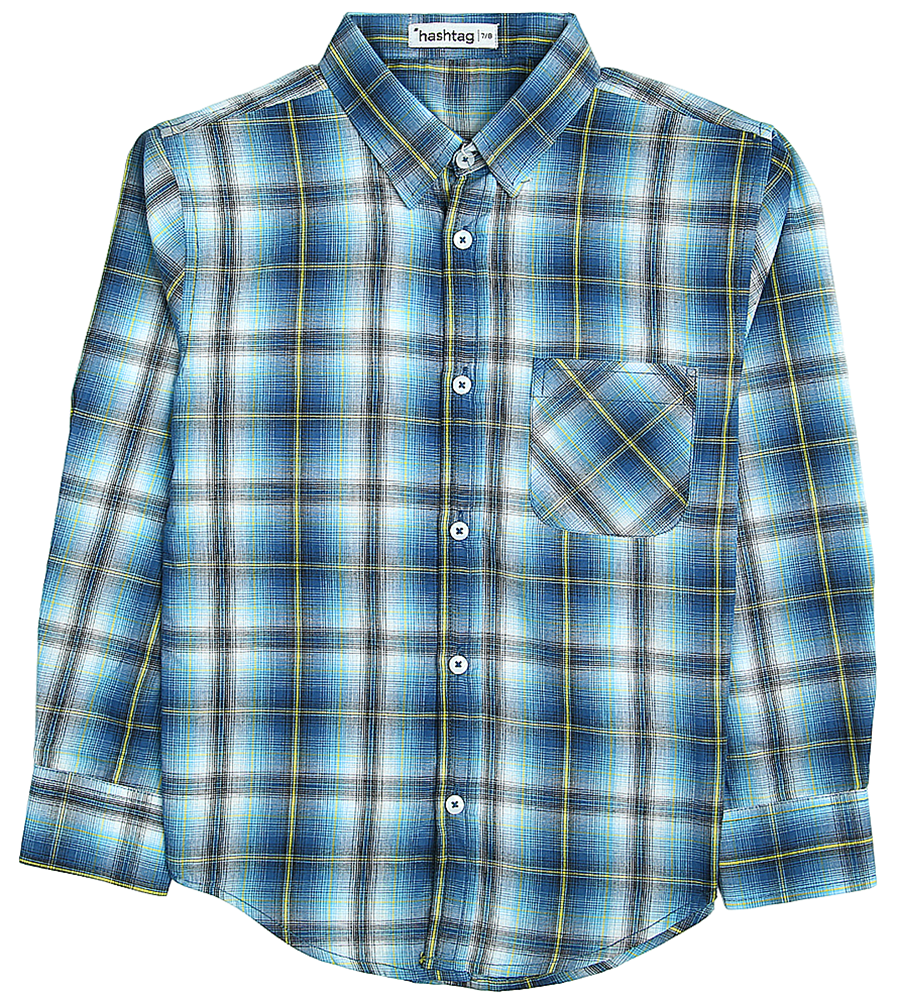 Boys Checkered Shirt With Front Patch Pocket - Multicolor