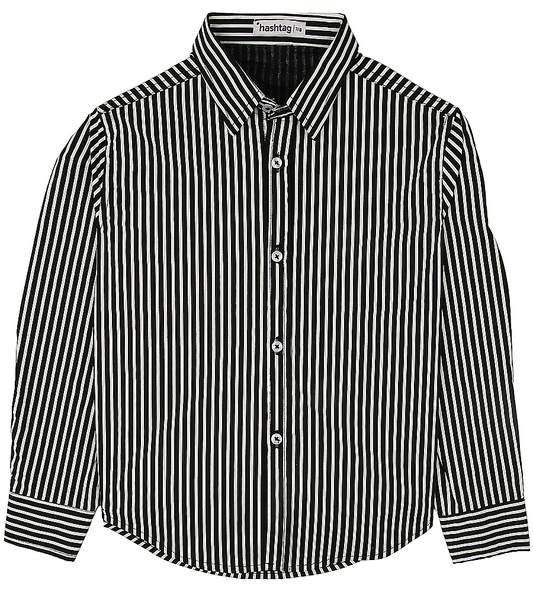 Boys Striped Formal Shirt - Black & White