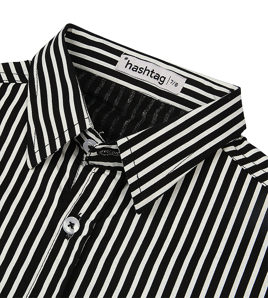 Boys Striped Formal Shirt - Black & White