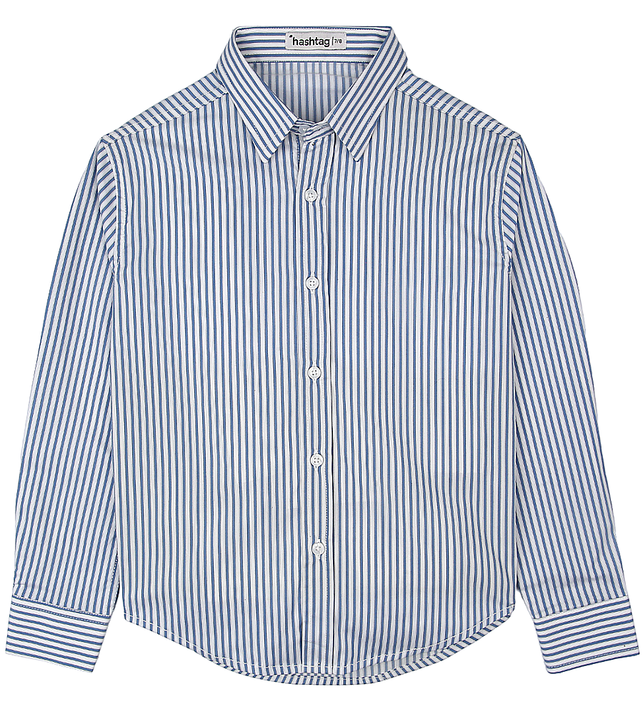 Boys Striped Formal Shirt - Navy Blue