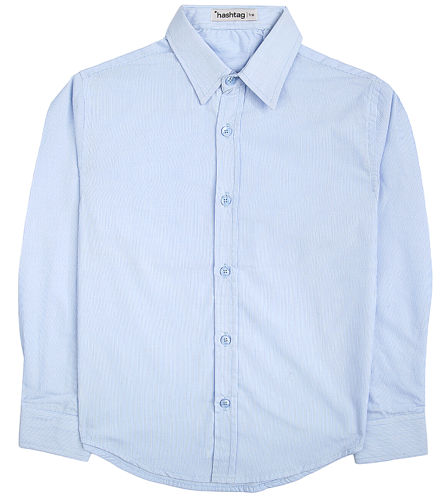 Boys Cotton Stripe Shirt - Sky Blue