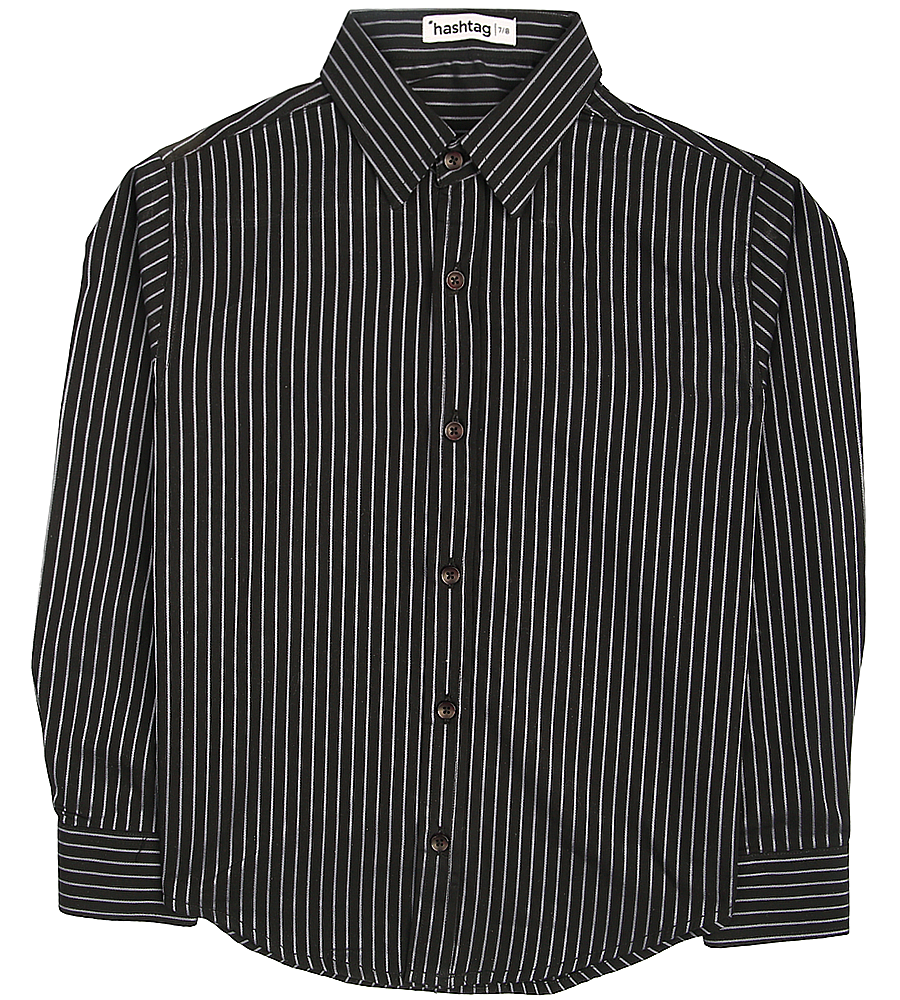 Boys Cotton Stripe Shirt - Black