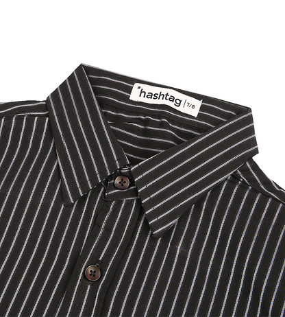 Boys Cotton Stripe Shirt - Black