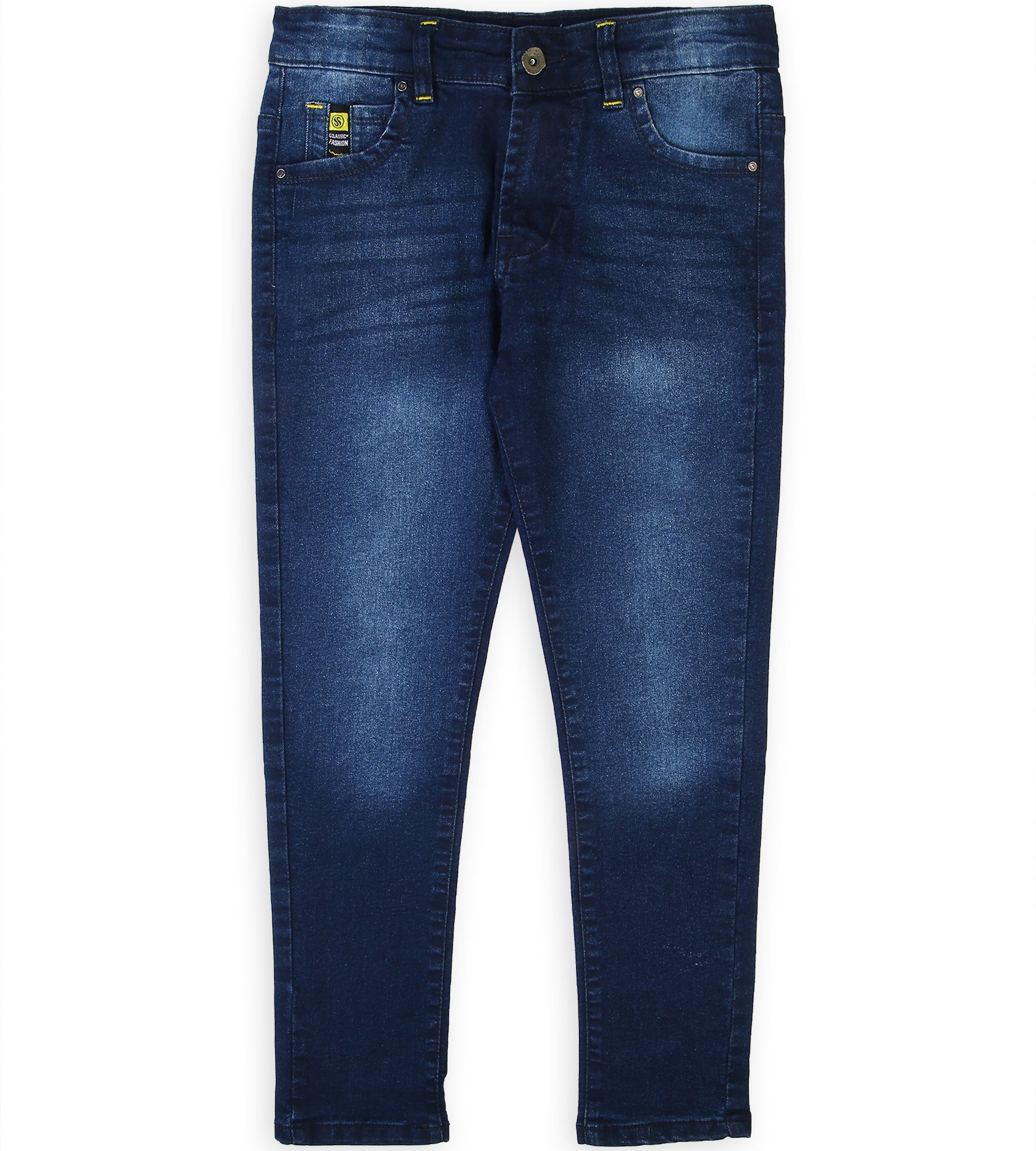 Boys Stitched Denim Pant - Blue