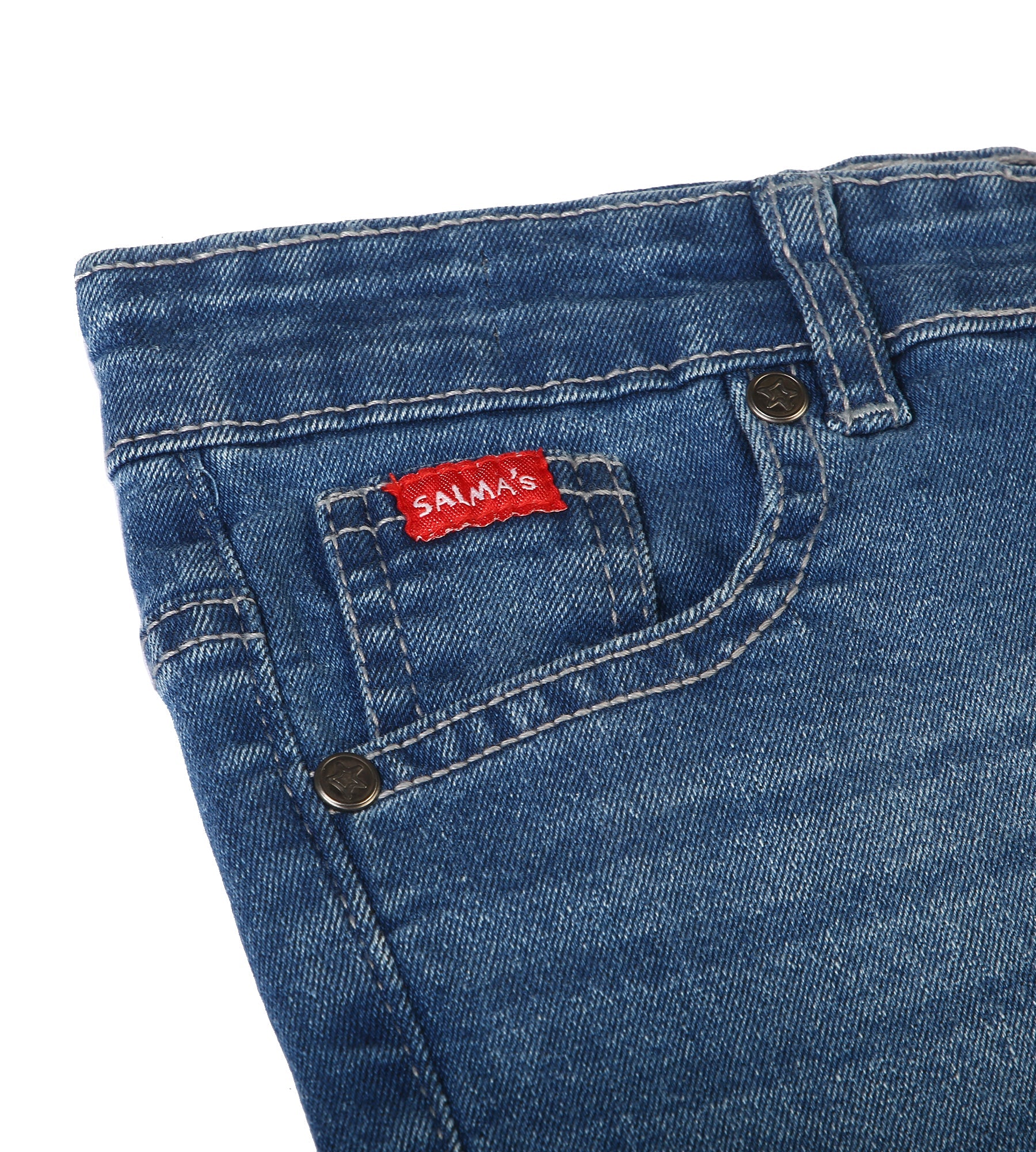 Boys Stitched Denim Pant -  Blue