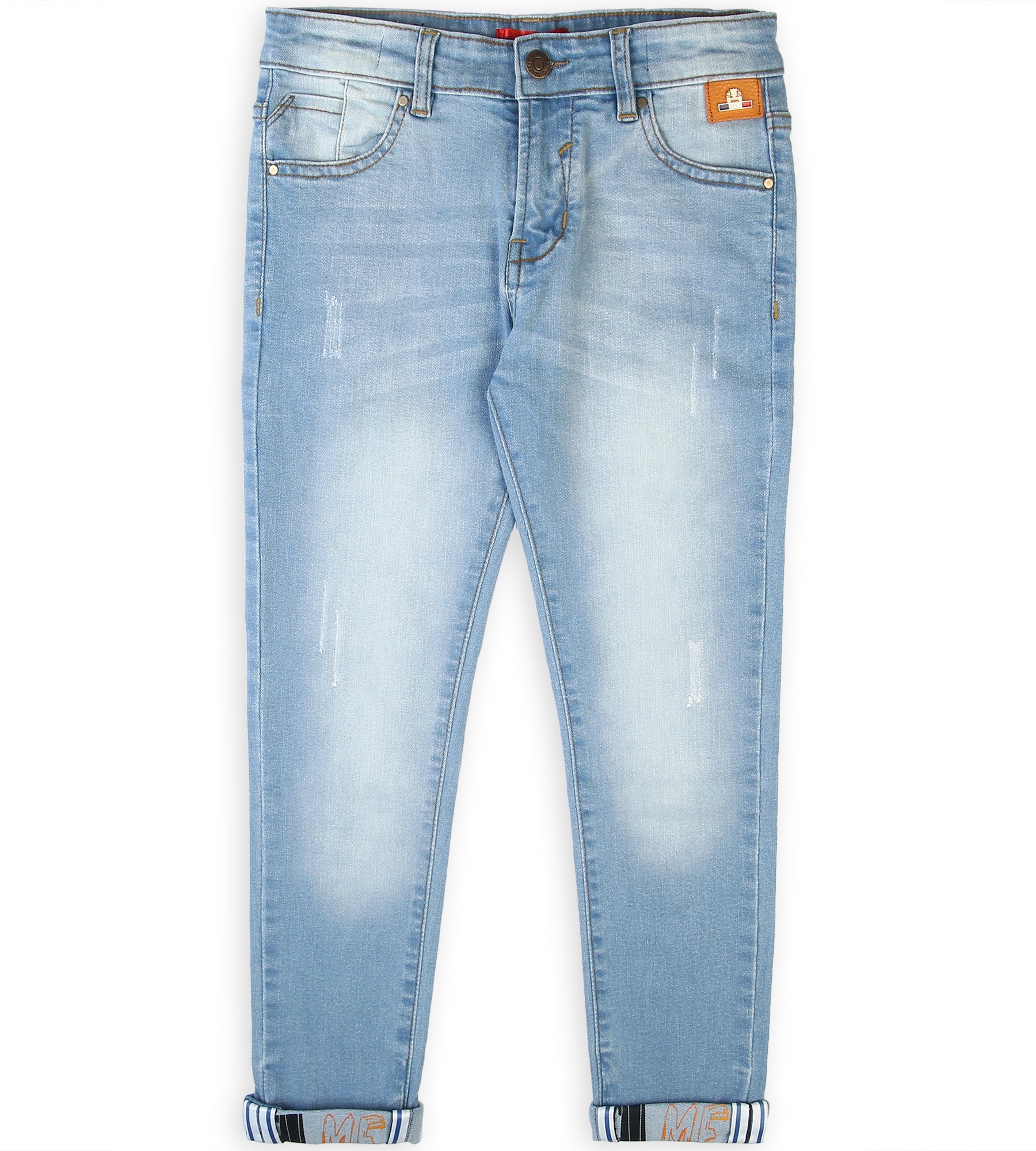 Boys Stitched Denim Pant - Ice Blue