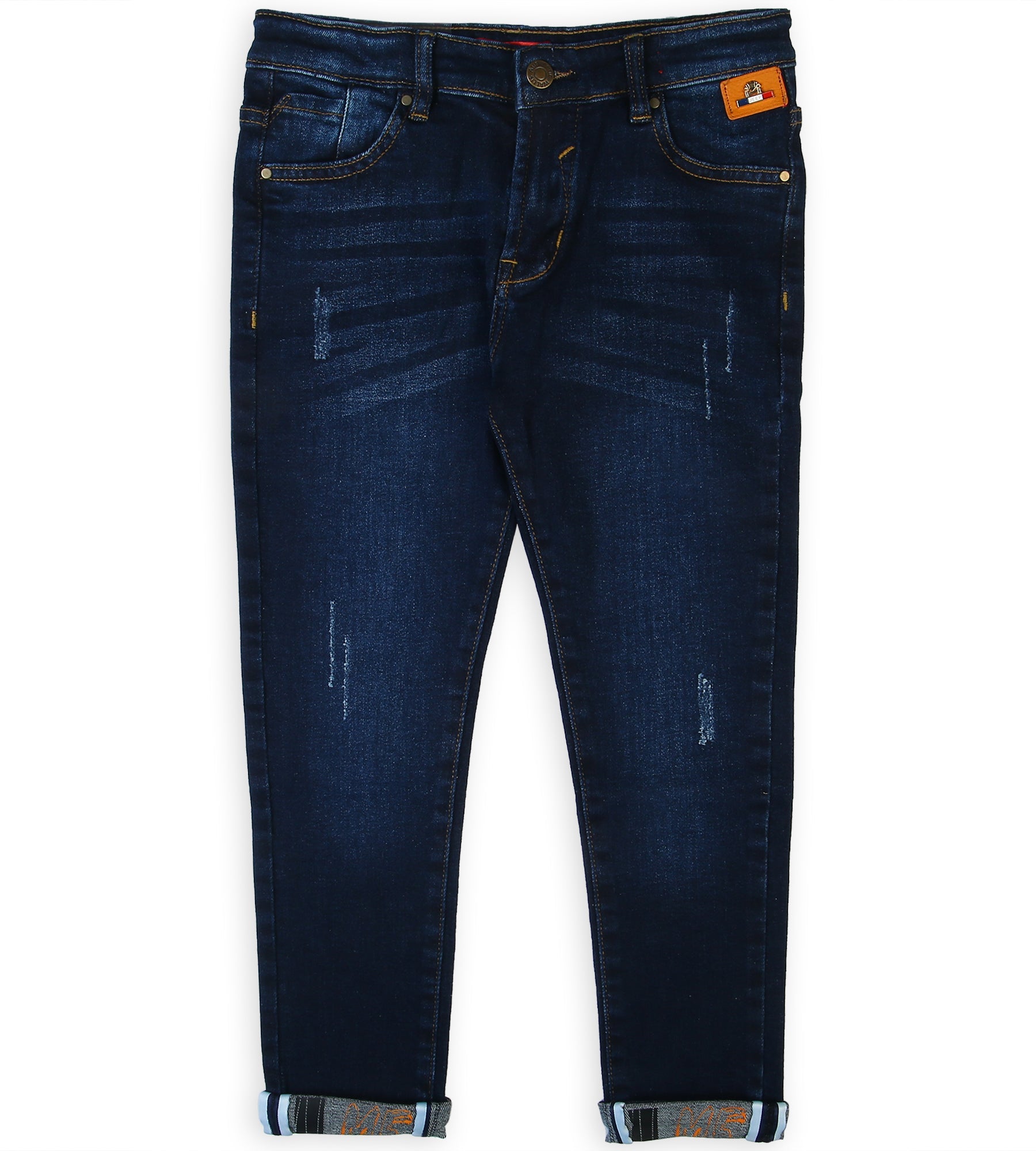 Boys Stitched Denim Pant - Dark Blue