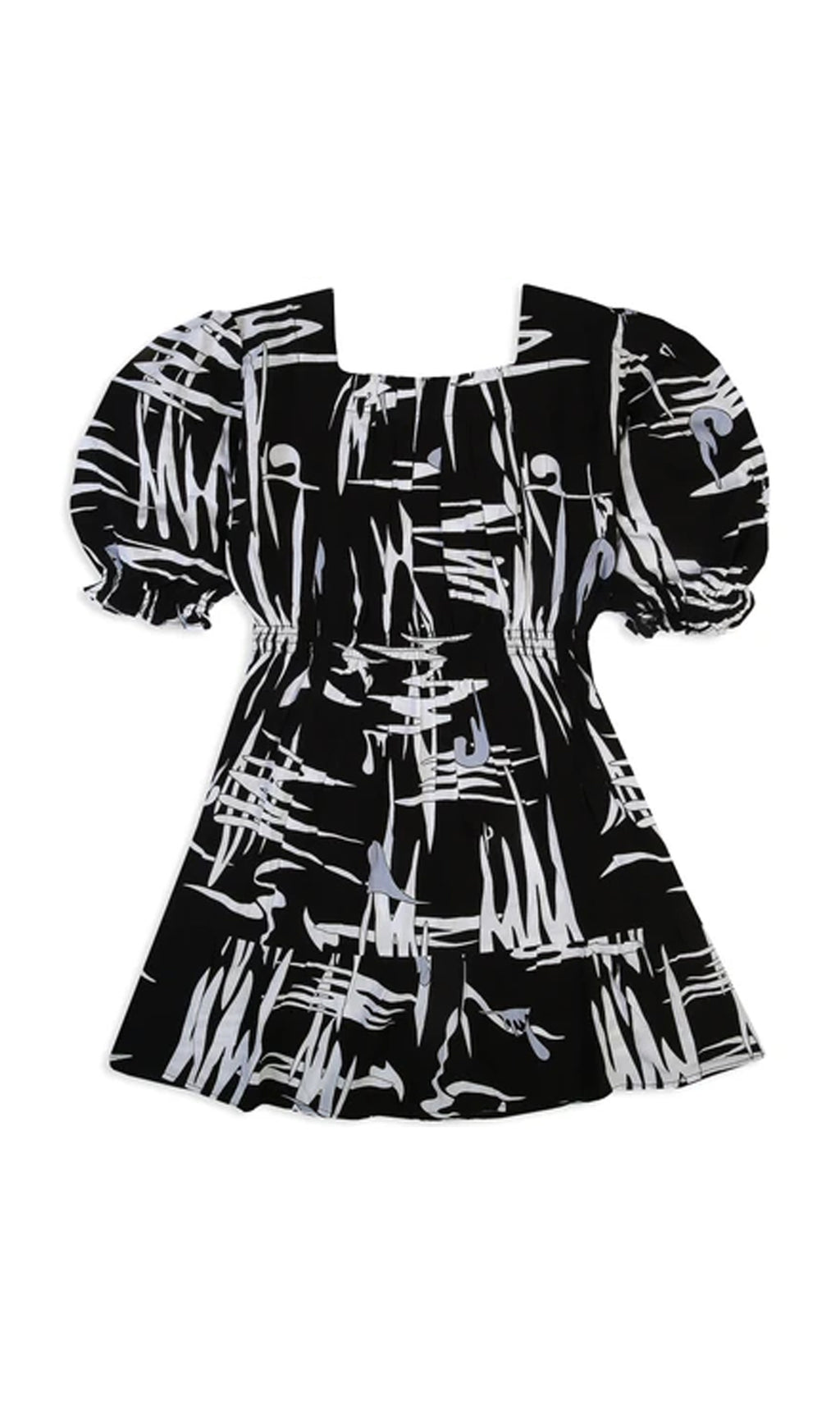 Girls Linen Printed Frock - Black
