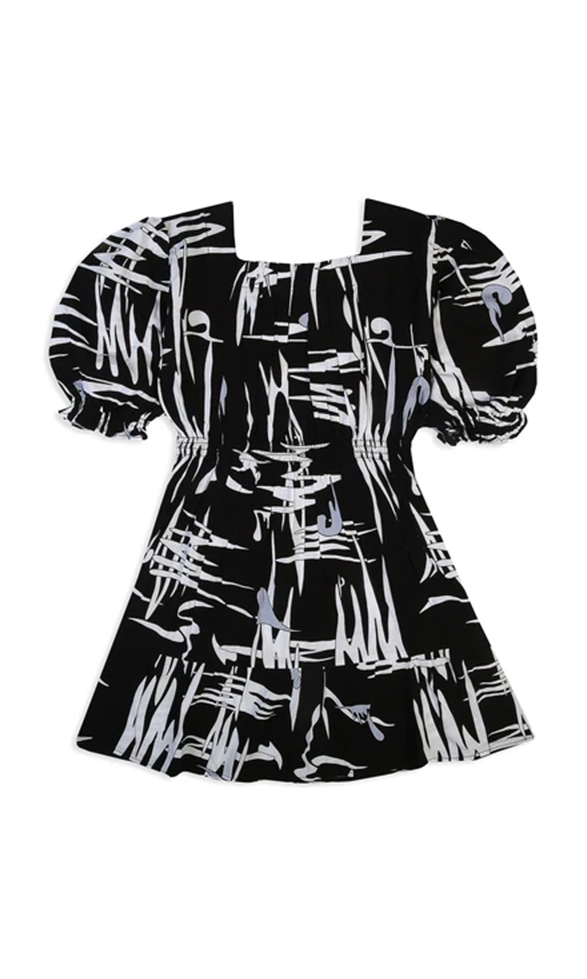 Girls Linen Printed Frock - Black