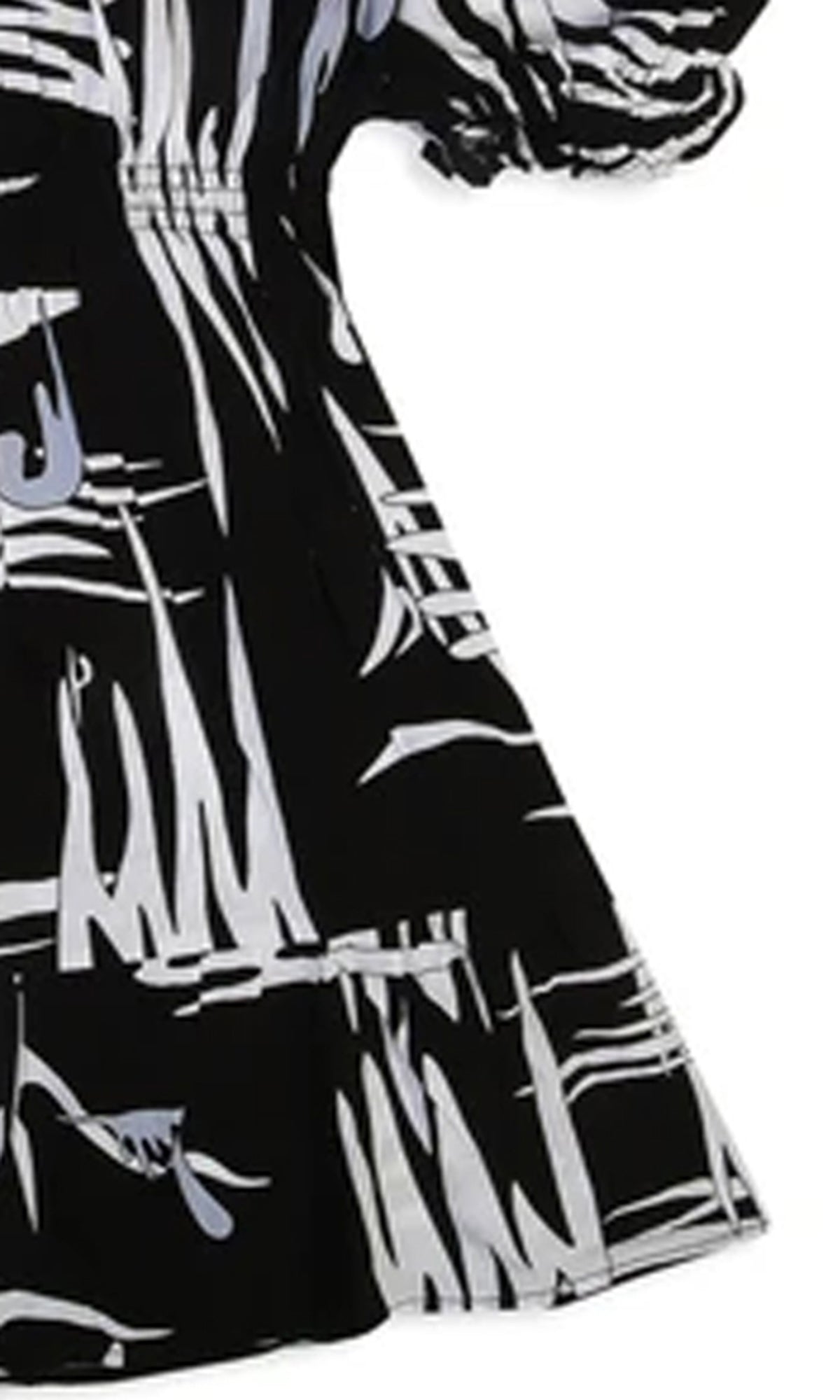 Girls Linen Printed Frock - Black