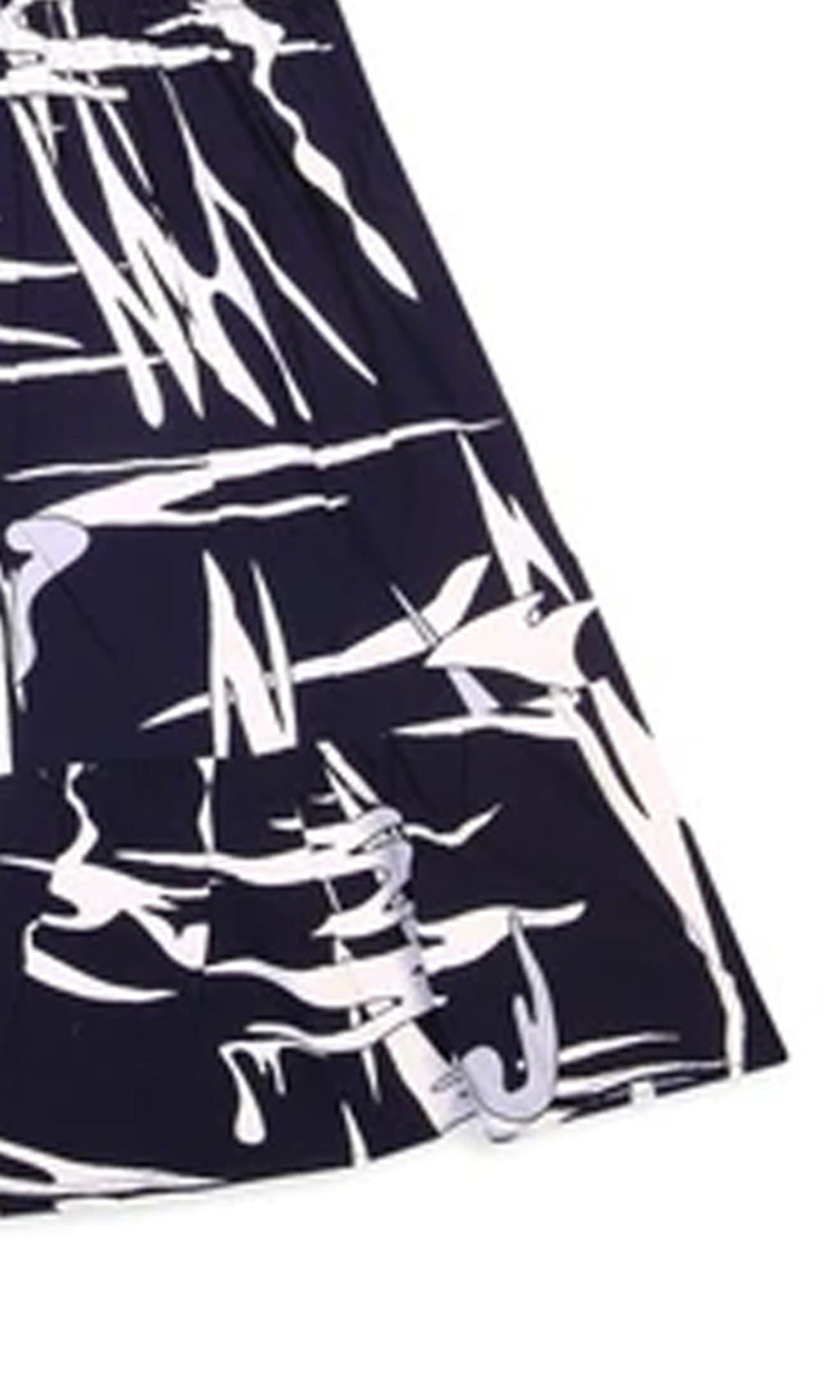Girls Linen Printed Frock - Navy Blue