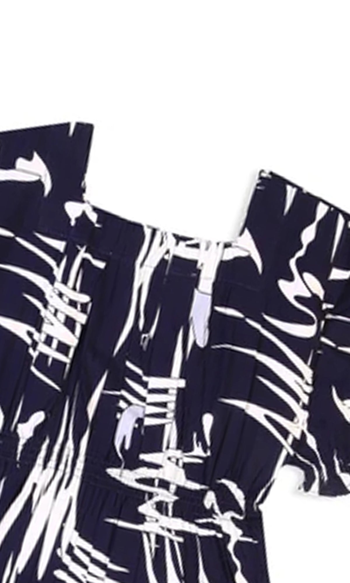 Girls Linen Printed Frock - Navy Blue
