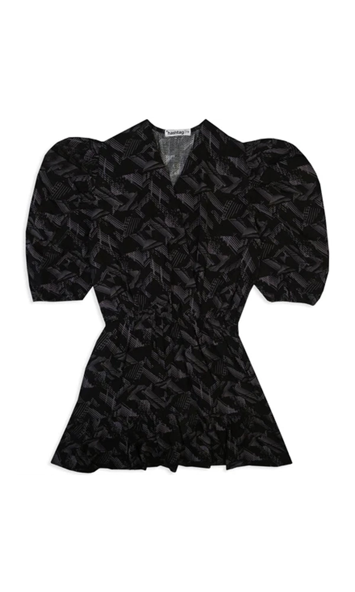 Girls Linen Printed Frock - Black
