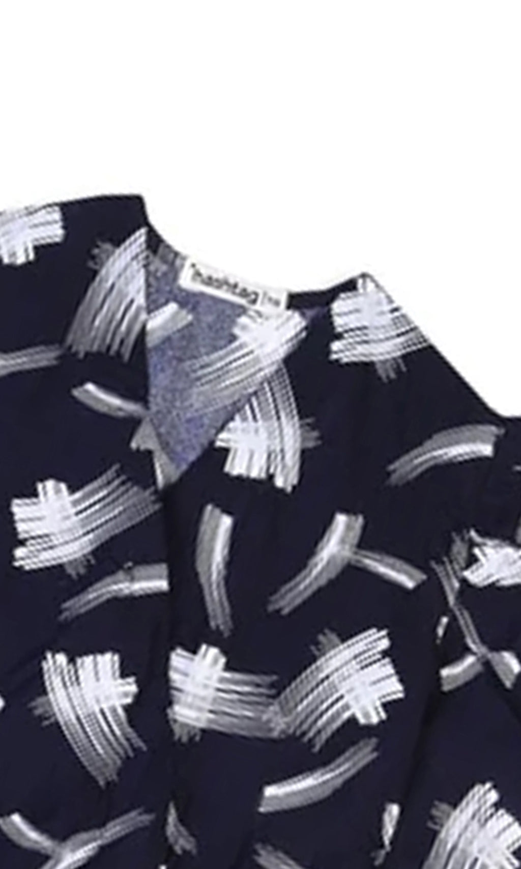 Girls Linen Printed Frock - Navy Blue