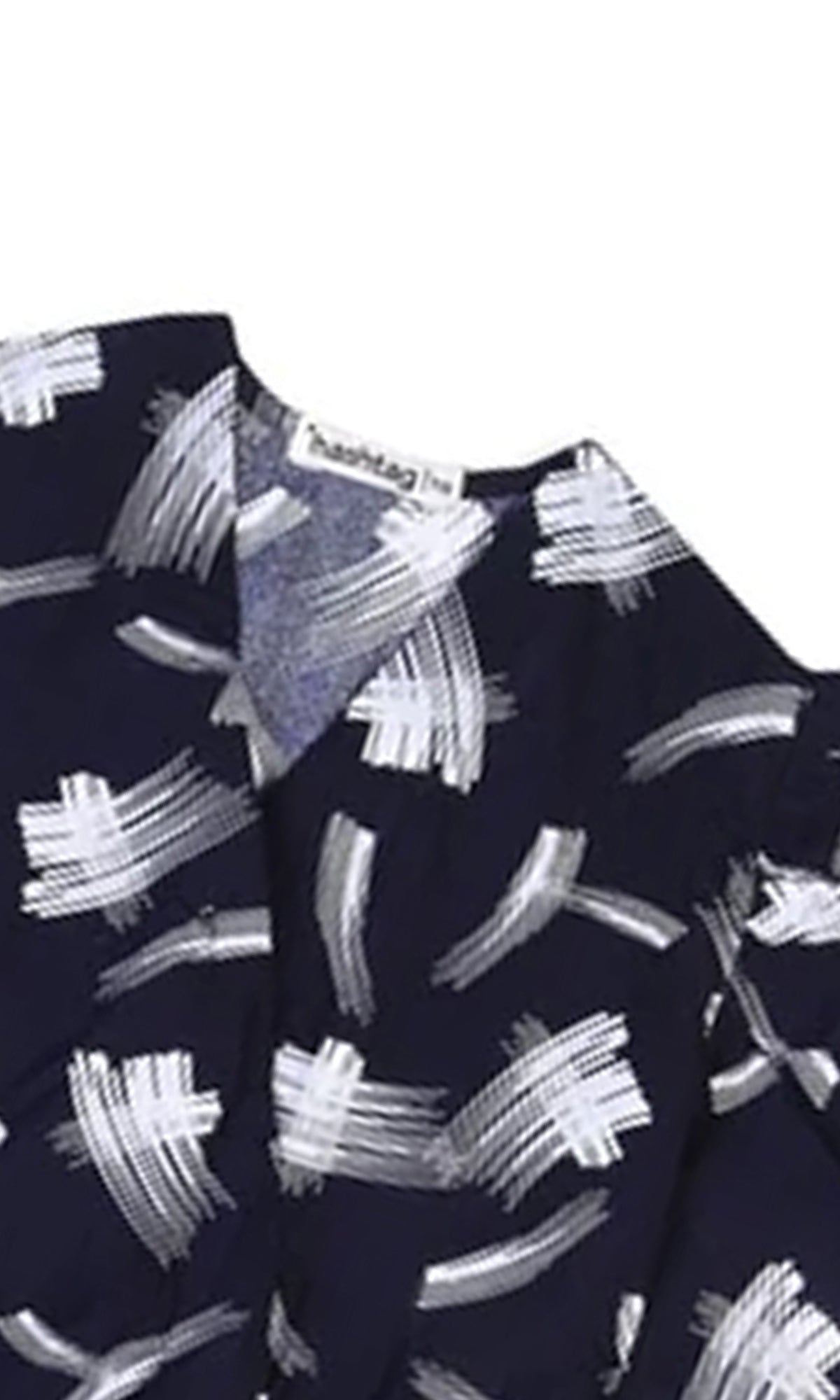 Girls Linen Printed Frock - Navy Blue