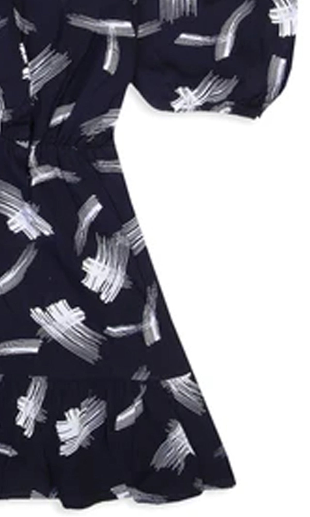 Girls Linen Printed Frock - Navy Blue