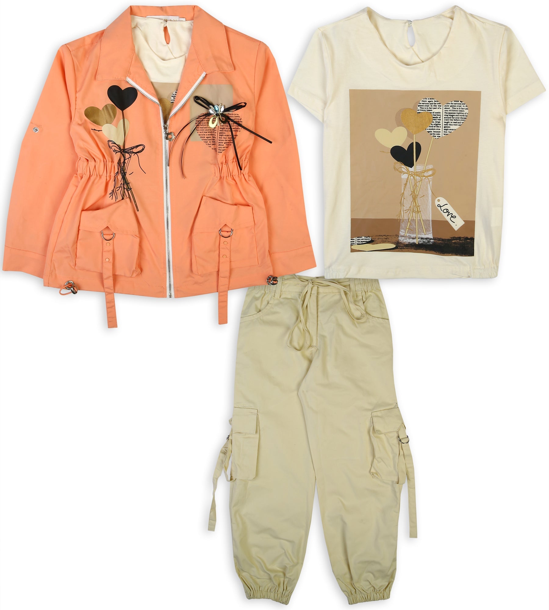 Girl's 3 PCs Suit - Orange