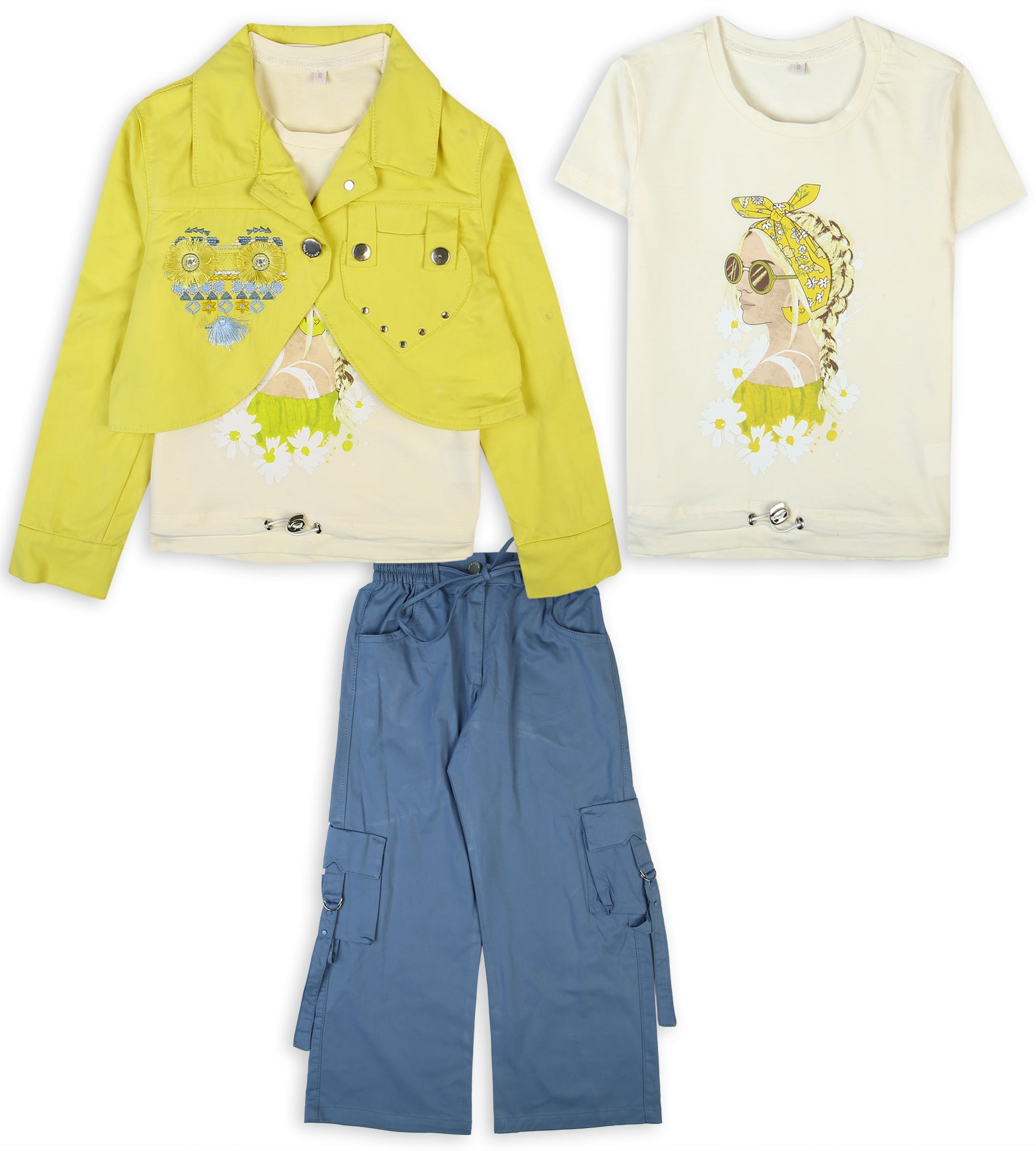 Girl's 3 PCs Suit - Yellow