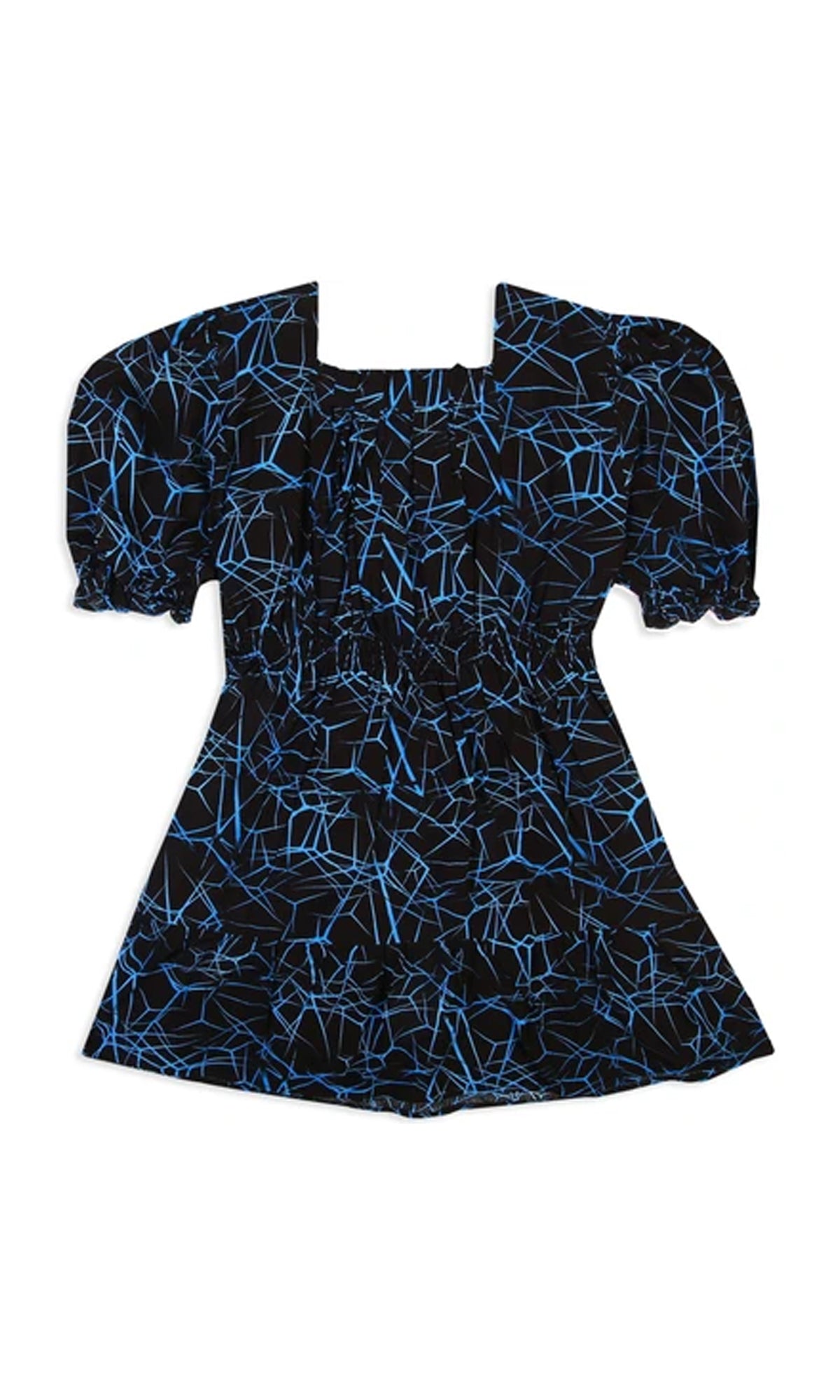 Girls Linen Printed Frock - Black