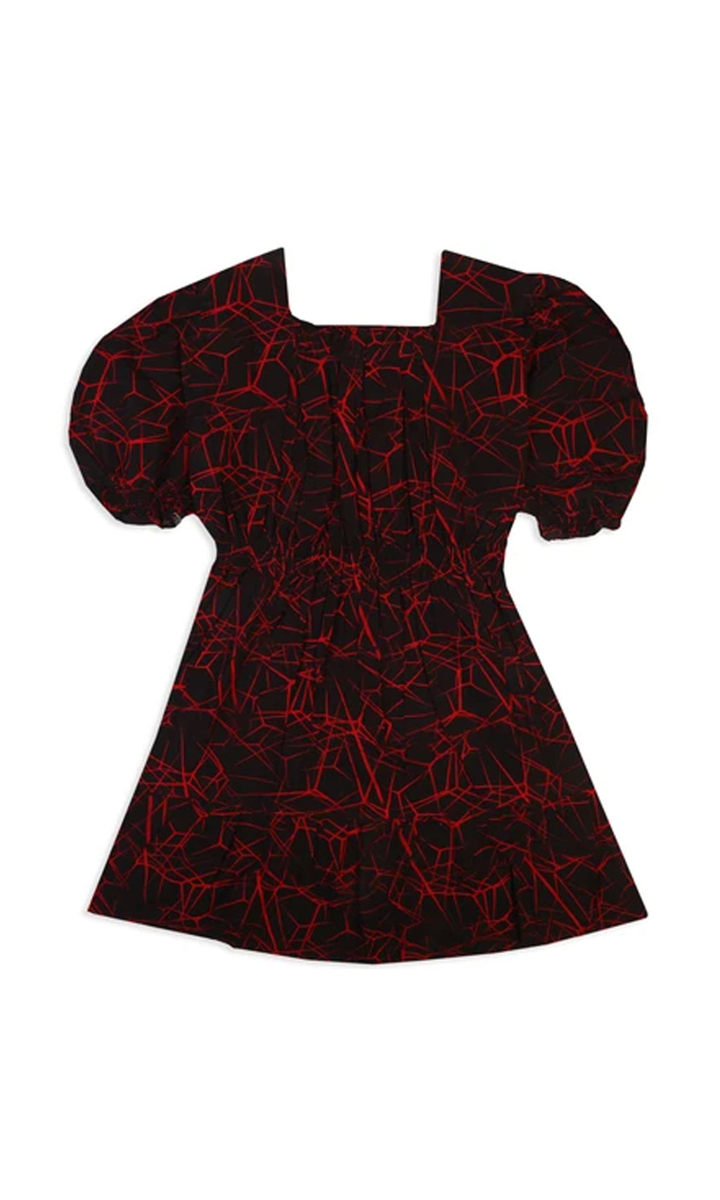 Girls Linen Printed Frock - Red