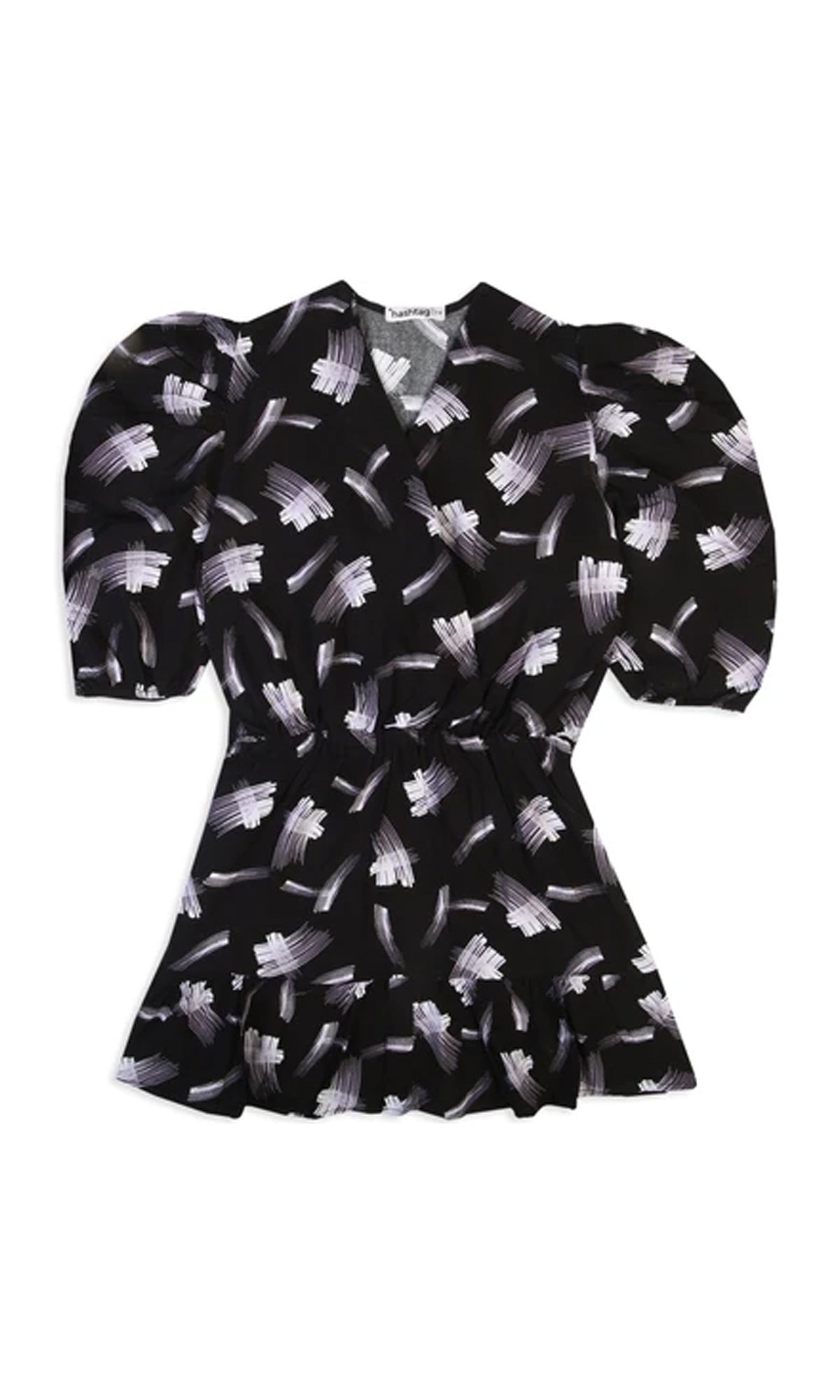 Girls Linen Printed Frock - Black
