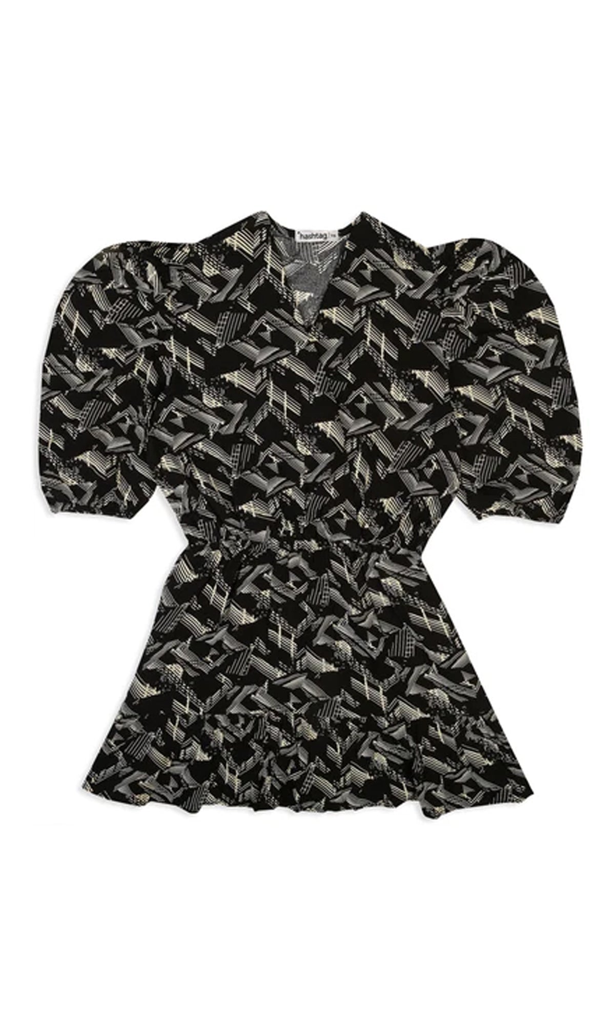 Girls Linen Printed Frock - Black