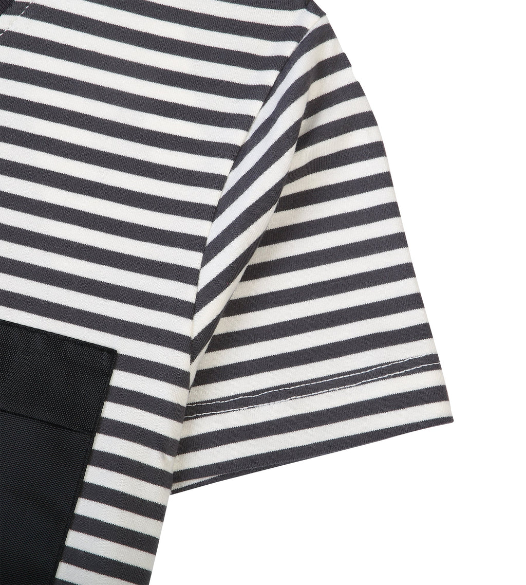 Boys Cotton Stripe T-Shirt - Steel Grey