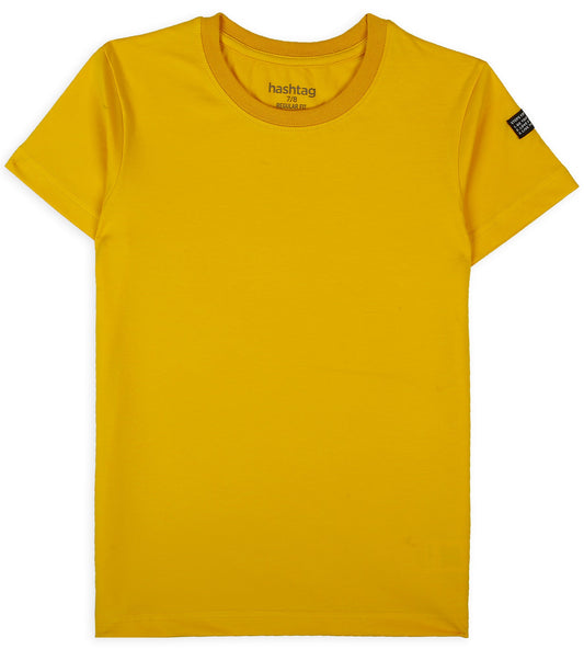 Boys Cotton Basic T-Shirt - Mustard