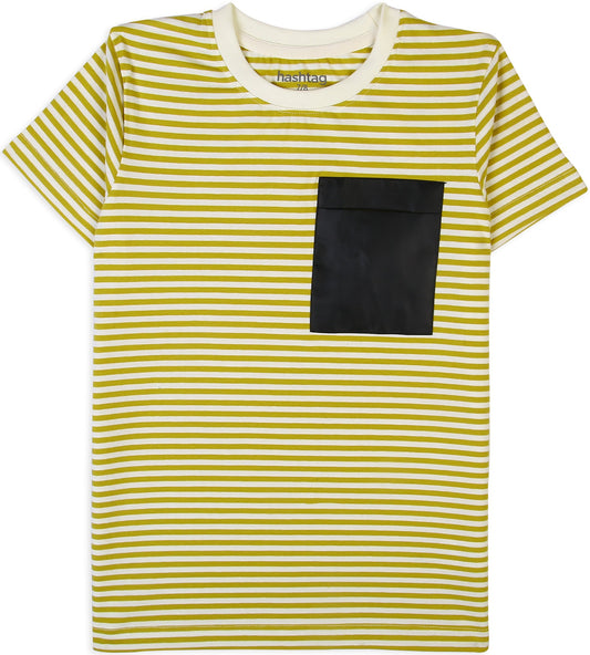 Boys Cotton Stripe T-Shirt - Mustard