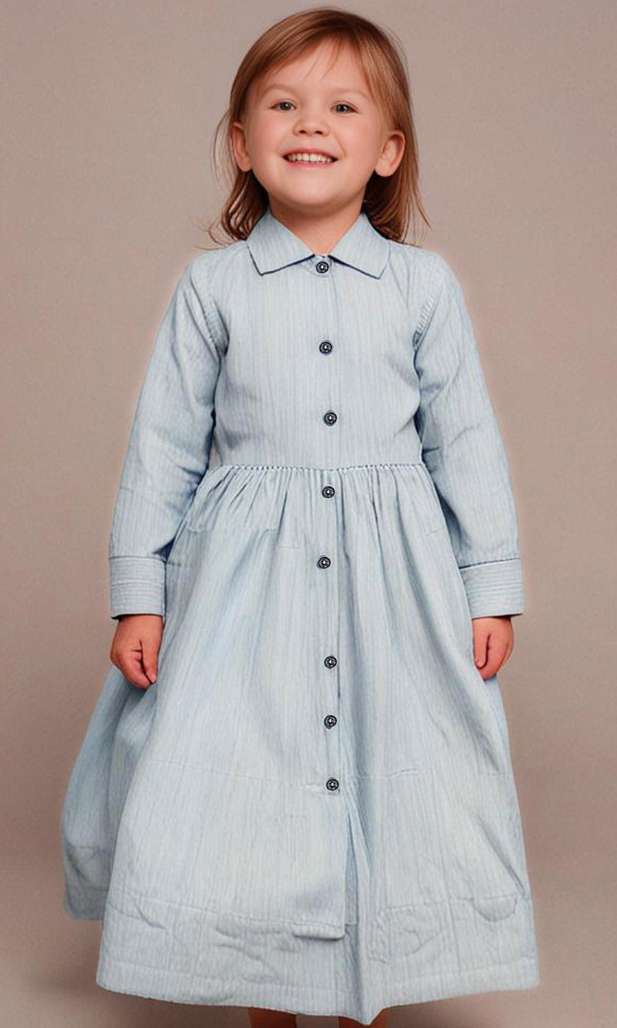 Girls Cotton Frock - Light Blue