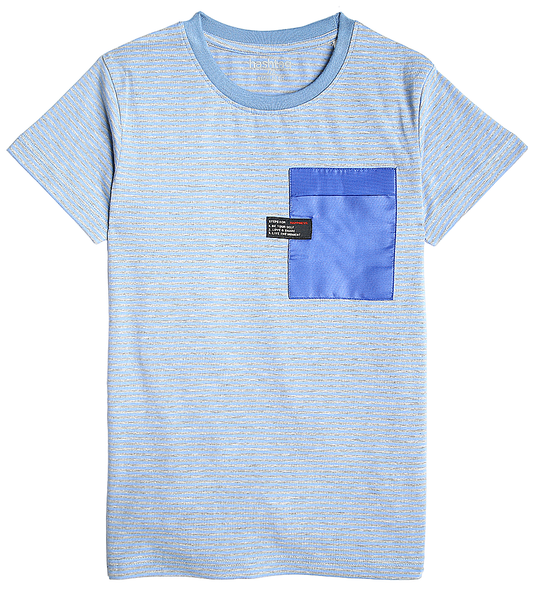 Boys Graphic Strip T-Shirt - Light Blue