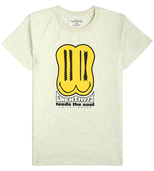 Boys Casual Short Sleeve T-Shirt - Oatmeal