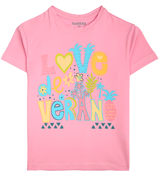 Girls Printed T-Shirt - Pink