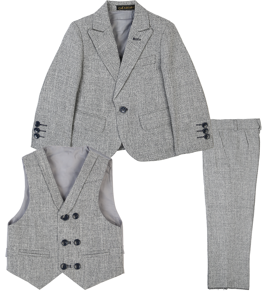 3 Pcs Coat Suit For Boys - Grey