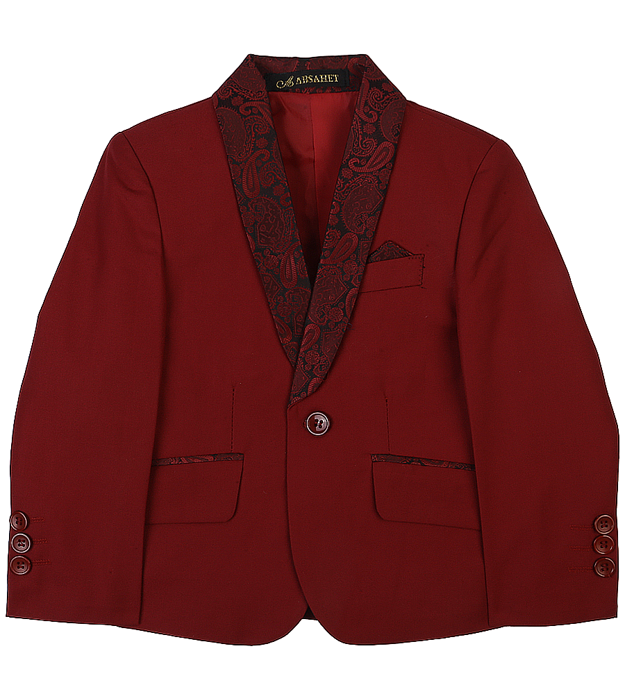 3 Pcs Coat Suit For Boys - Maroon