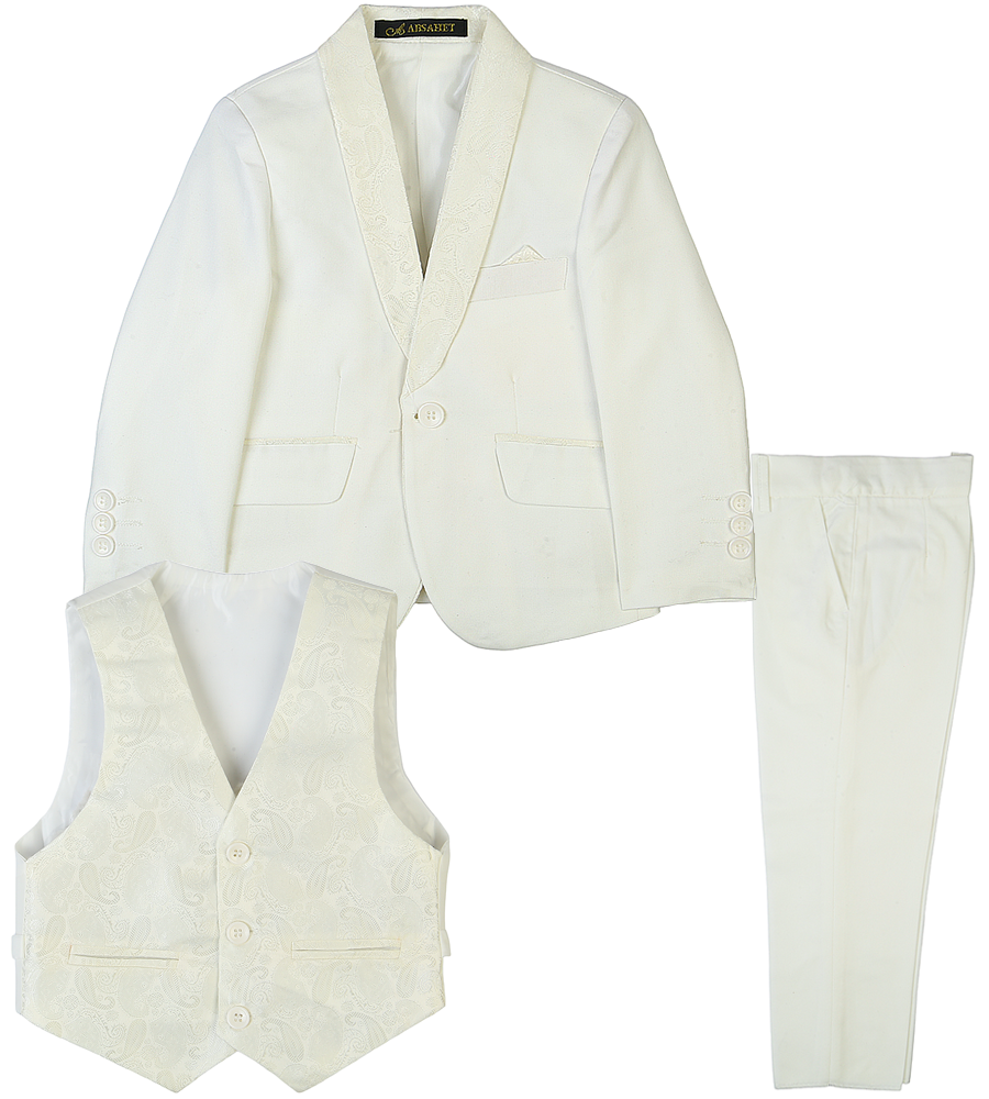 3 Pcs Coat Suit For Boys - Off White