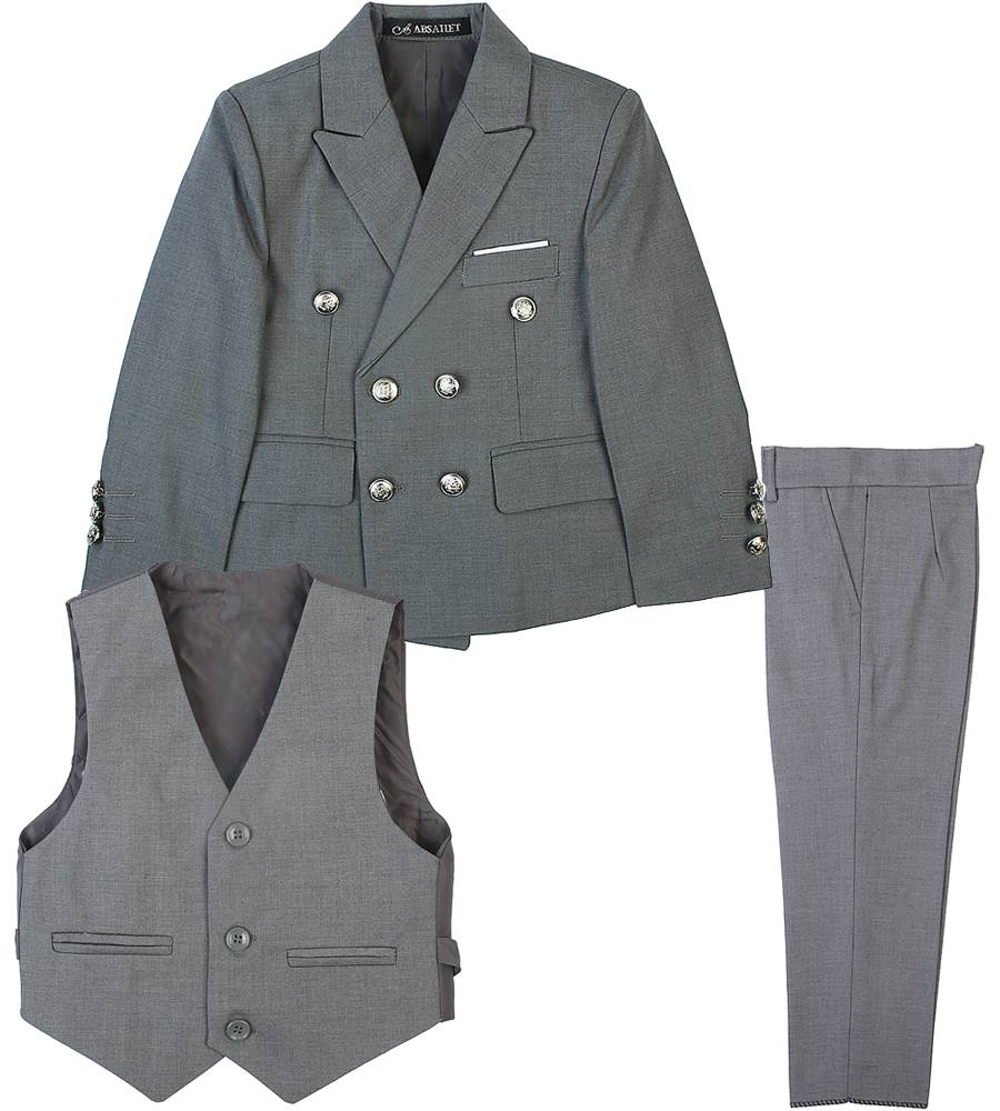 3 Pcs Coat Suit For Boys - Grey