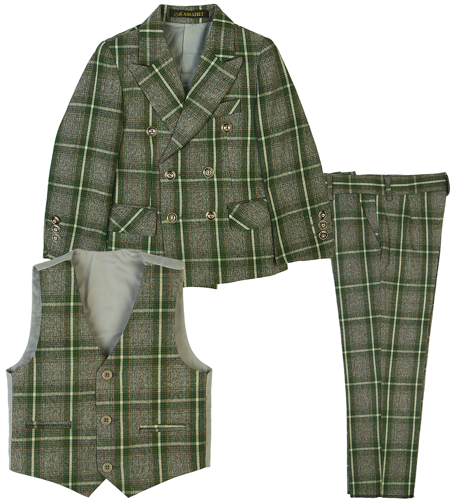 3 Pcs Coat Suit For Boys - Green