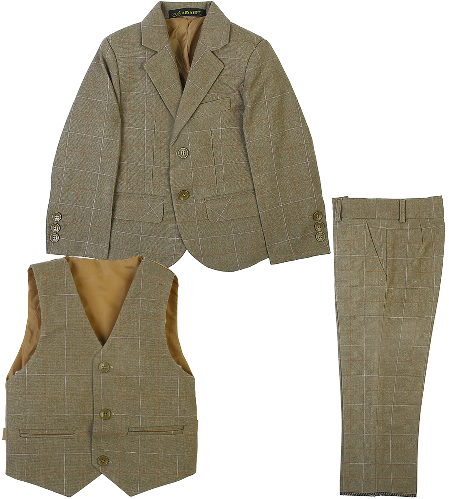 3 Pcs Coat Suit For Boys - Beige