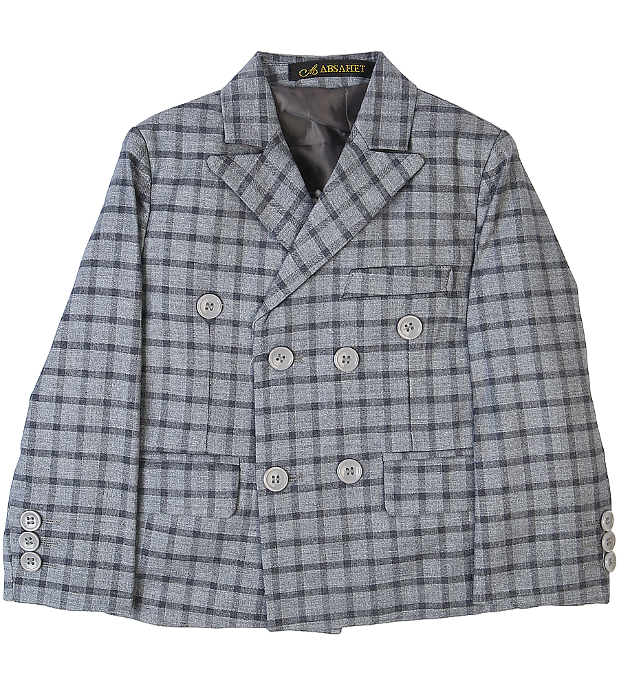 3 Pcs Coat Suit For Boys - Grey Check