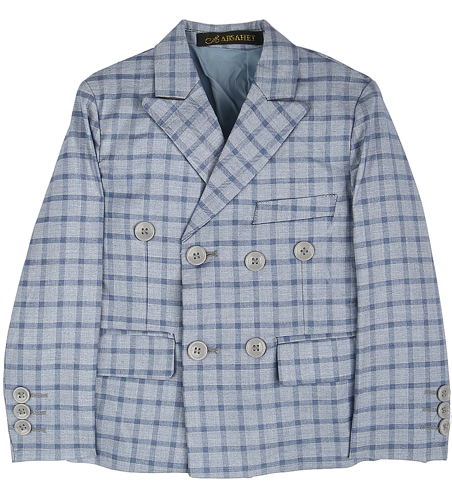 3 Pcs Coat Suit For Boys - Blue Check